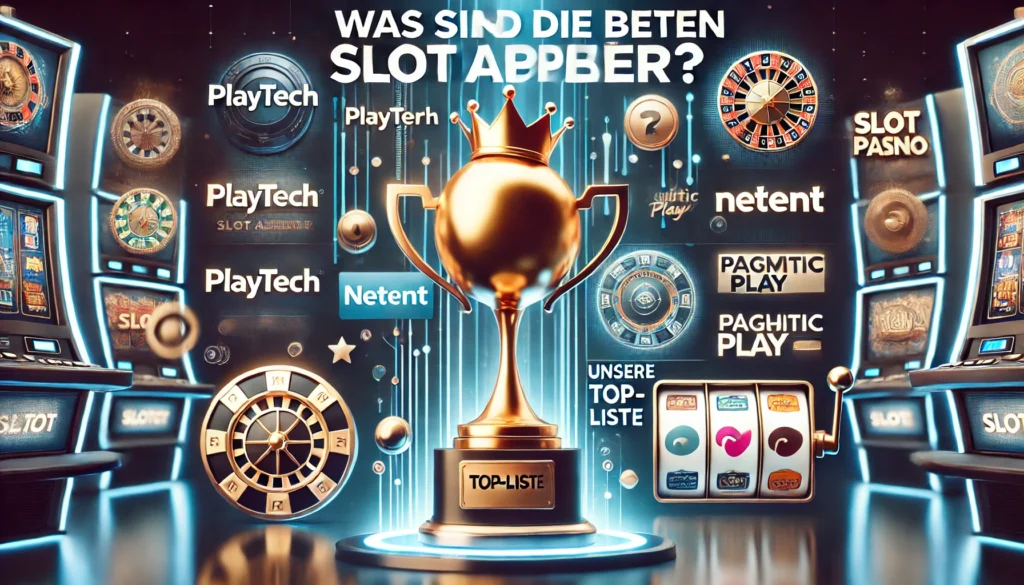 DALLE 20250323 132237 A bold and engaging 169 thumbnail for a blog post titled Was sind die besten Slot Anbieter The background features a sleek digital casino theme w VIPSlots